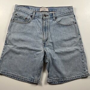 Levi Strauss Signature Mens Relaxed Fit Denim Shorts Light Wash Blue Size 34